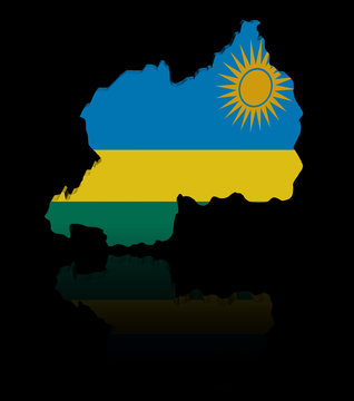 Rwanda map flag with reflection illustration