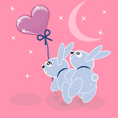 Easter cute bunnies mate, mating season. vector advertising  condoms, valentines day