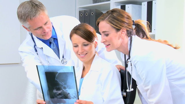male female Caucasian European medical healthcare consultant computer x-ray