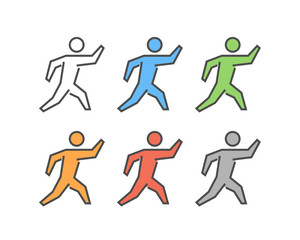 Line and flat running logo. Vector running icon. Runner silhouet