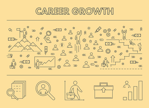 Line Design Concept Web Banner For Career Growth