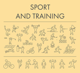 Line design concept horizontal banner for sport and training