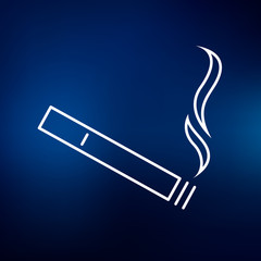 Cigarette icon. Tobacco sign. Smoking symbol. Thin line icon on blue background. Vector illustration.