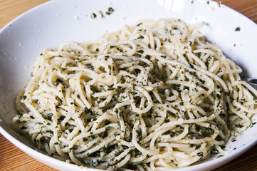Pasta with pesto sauce