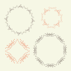 Vector set Decorative vignettes with hearts, Valentine's Day