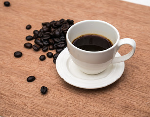 Coffee on grunge wooden background