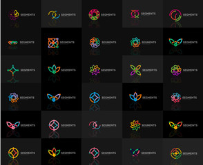 Abstract company logo vector collection. Set of thin line design abstract logotypes. Universal branding concepts