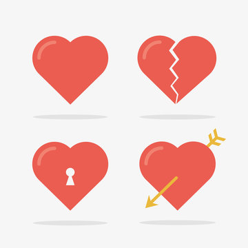 Heart Icons Set in Vector