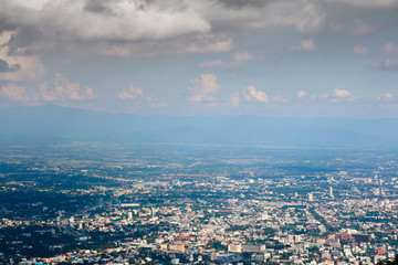 Chiangmai downtown from Doi Su Thep with nimbus