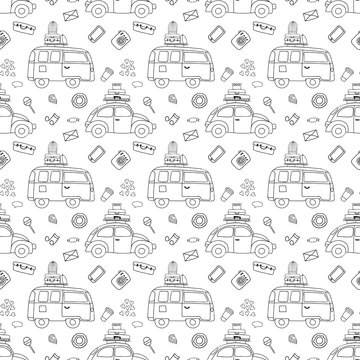 Travel vector seamless pattern. © verakor97