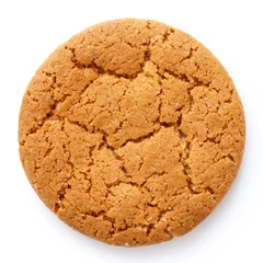 Foto auf Leinwand Single round ginger biscuit isolated on white from above. © Moving Moment