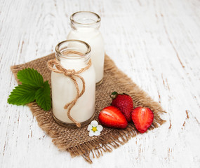 Milk and strawberries