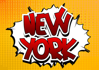 New York - Comic book style word.