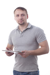 Man holding tablet