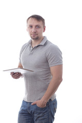 Man holding tablet