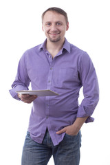 Man holding tablet