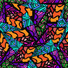 geometric abstract background with colored hand painting