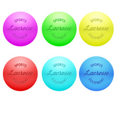 Set of different color Lacrosse balls. 