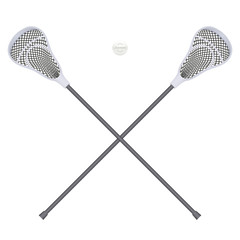 Lacrosse  sticks and ball. Equipment Front View