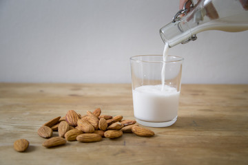 Pouring elmonds milk