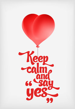 Vector red heart-shaped balloons set. Valentine day card