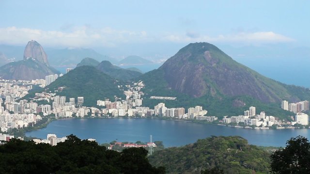 Rio de Janeiro Lagoon traffic lapse - 1080p. City of Rio de Janeiro shot from the top of The Vista Chinesa (Chinese Belvedere), Brazil - Full HD