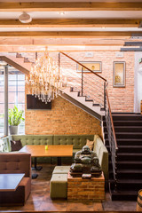 Staircase in cosy restaurant