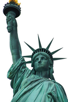 Statue of liberty white isolated background