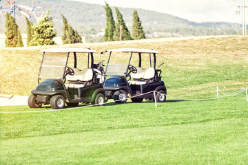 golf cart buggy on golf field