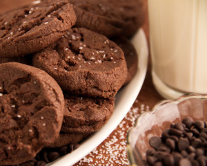 Chocolate cookie with salt sprinkled
