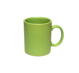 Green empty tea or coffee cup isolated on white background