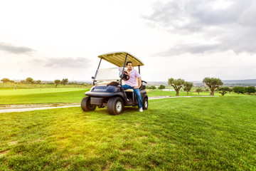 golf man in cart