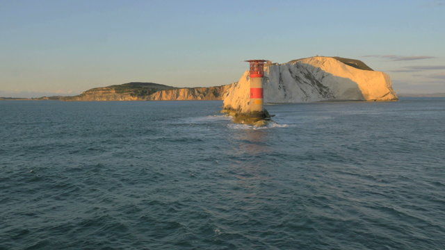 Aerial Isle of Wight Needles England waves Drone 