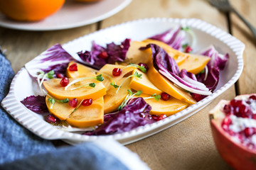 Persimmon with Radicchio and Pomegranate salad