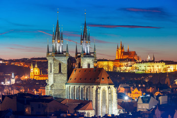 Aerial view over Old Town, Prague, Czech Republic