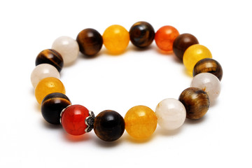 bracelet coloful agate,Tiger's eyes,golden Rutillated Quartz lucky stone with white background