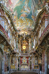 Interior of Asamkirche in Munich, Germany