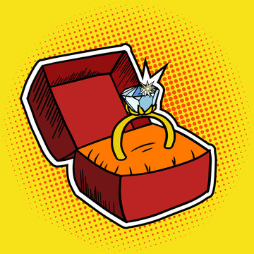 pop art diamond ring in red box clip art preview