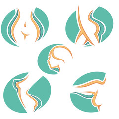 beauty, fit and plastic surgery symbols and emblems, vector coll