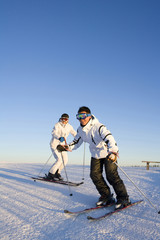 Young men skiing