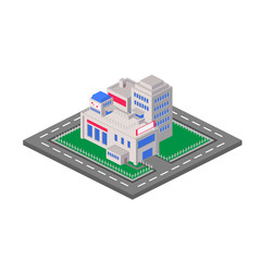 Flat 3D isometric shopping mall concept vector. Sale, entertainm