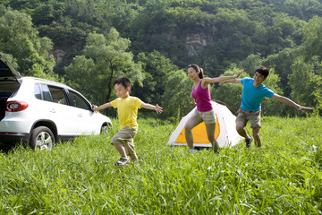 Family on a camping trip