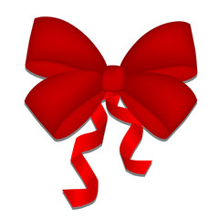 Realistic beautiful red bow isolated on white.  .
