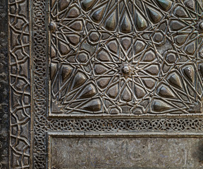 Ornaments of the bronze-plate door of Sultan al-Zahir Barquq Mos