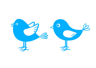 Blue bird icons on white background