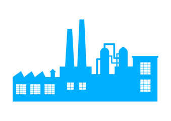 Blue factory icon on white background