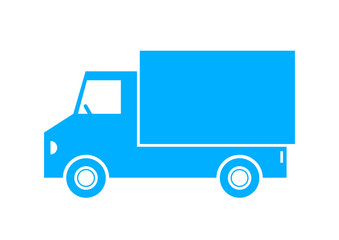 Blue truck icon on white background