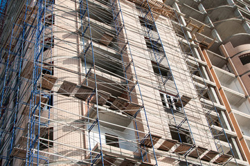 Close up of the walls of a house under construction