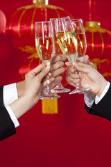 Business Team sharing Champagne