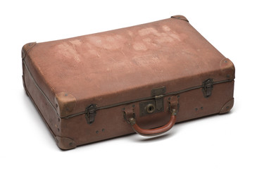 old suitcase isolated on white background